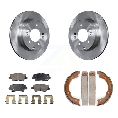 Rear Disc Rotors Ceramic Pads And Parking Brake Shoes Kit For Hyundai Sonata 3.3L K8T-105518