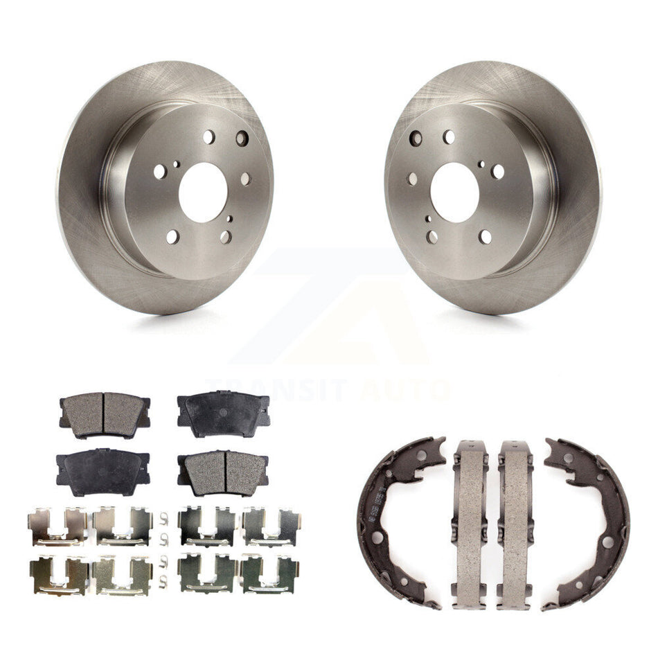 Rear Disc Rotors Ceramic Pads And Parking Brake Shoes Kit For Toyota Matrix Pontiac Vibe K8T-105528