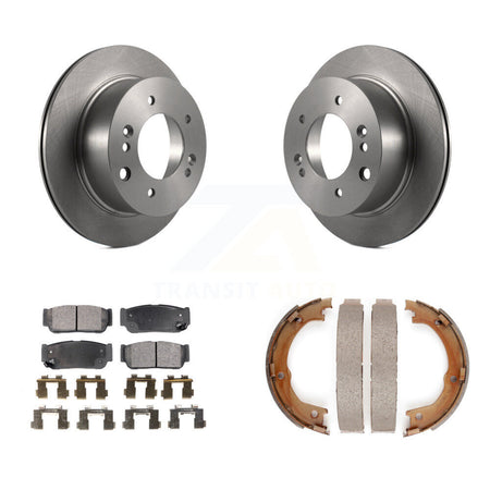 Rear Disc Rotors Ceramic Pads And Parking Brake Shoes Kit For 2003-2006 Kia Sorento K8T-105536