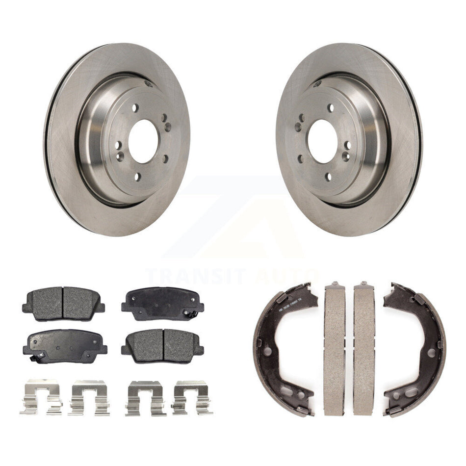Rear Disc Rotors Ceramic Pads And Parking Brake Shoes Kit For 2011-2013 Hyundai Equus K8T-105541