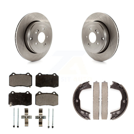 Rear Disc Rotors Ceramic Pads And Parking Brake Shoes Kit For Hyundai Genesis Coupe K8T-105543