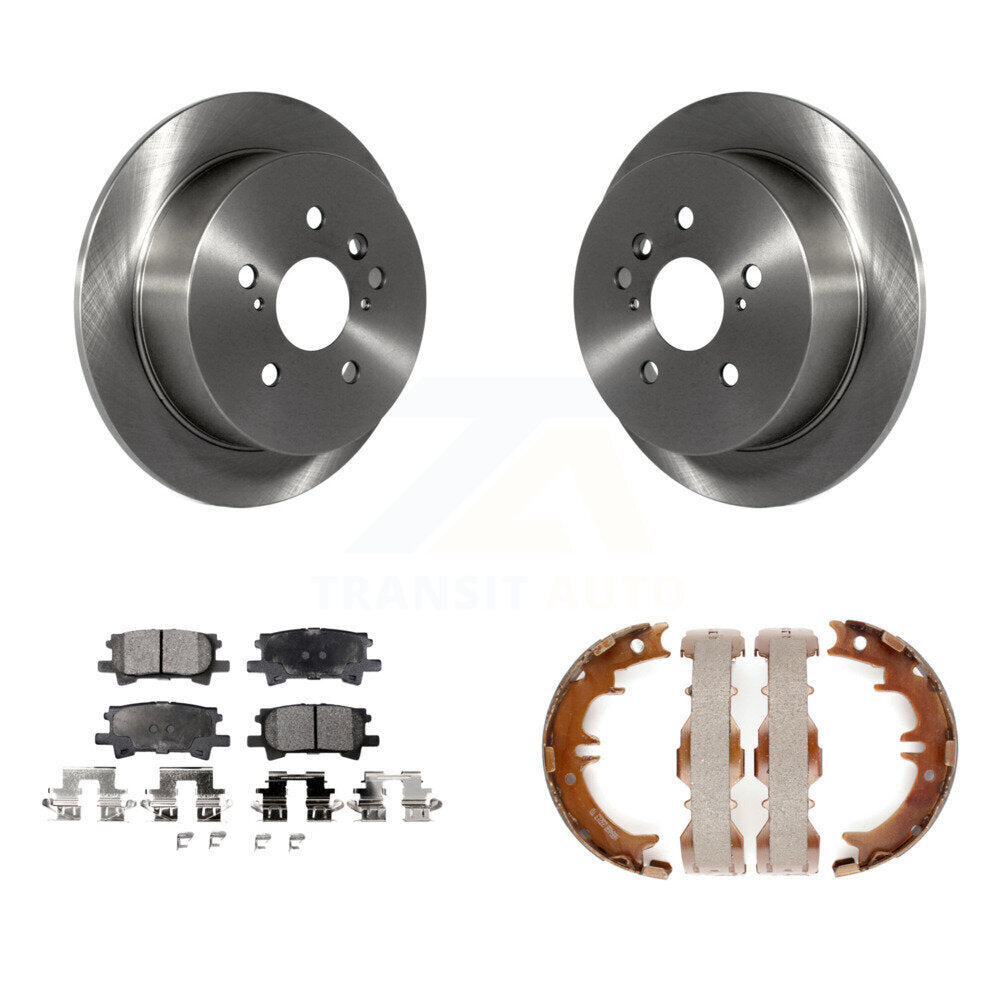 Rear Disc Rotors Ceramic Pads & Parking Shoes Kit For Lexus RX350 Toyota Highlander RX330 K8T-105550