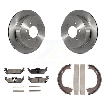 Rear Disc Rotors Ceramic Pads & Parking Shoes Kit For 09-11 Ford F-150 With 6 Lug Wheels K8T-105563
