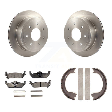 Rear Disc Rotors Ceramic Pads & Parking Shoes Kit For 09-11 Ford F-150 With 7 Lug Wheels K8T-105564