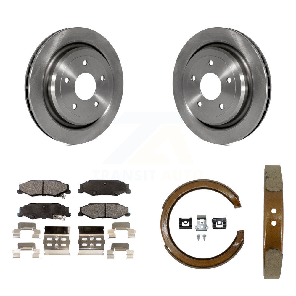 Rear Disc Rotors Ceramic Pads Parking Brake Shoes Kit For Chevrolet Corvette Cadillac XLR K8T-105566