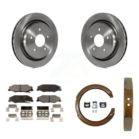 Rear Disc Rotors Ceramic Pads Parking Brake Shoes Kit For Chevrolet Corvette Cadillac XLR K8T-105566
