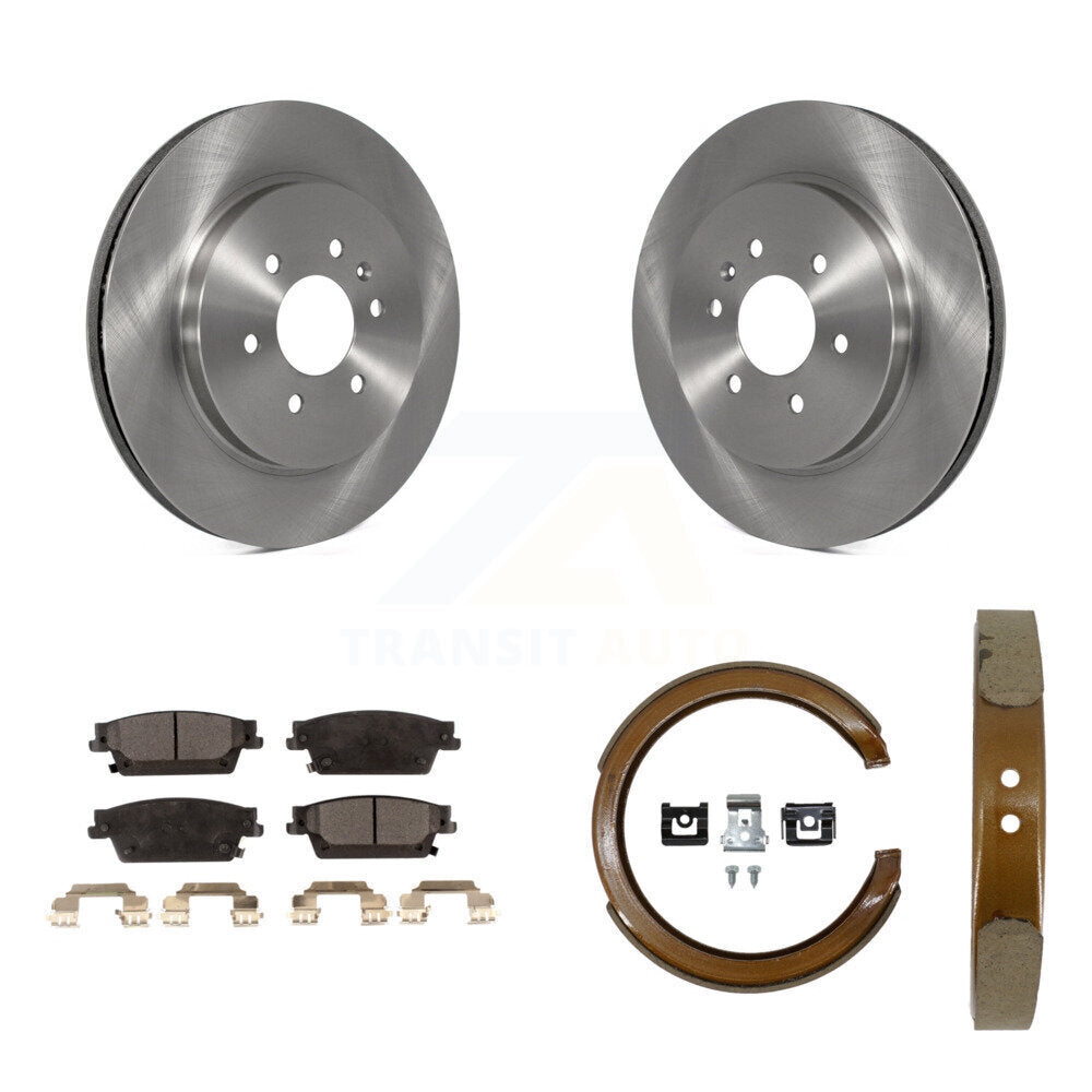 Rear Disc Rotors Ceramic Pads And Parking Brake Shoes Kit For Cadillac SRX K8T-105570