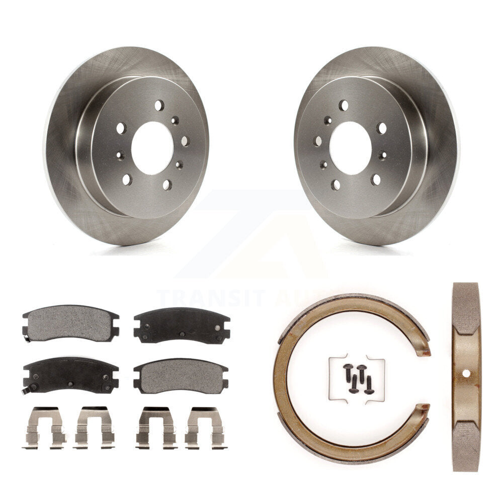 Rear Disc Rotors Ceramic Pads And Parking Shoes Kit For Chevrolet Impala Pontiac Grand Am K8T-105573