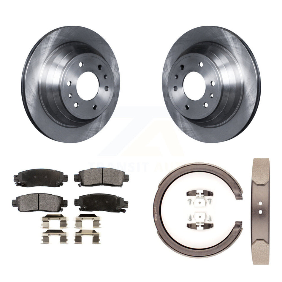 Rear Disc Rotors Ceramic Pads & Parking Shoes Kit For Chevrolet GMC Trailblazer Envoy XL K8T-105581
