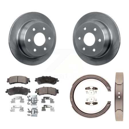 Rear Disc Rotors Ceramic Pads & Parking Shoes Kit For Chevrolet GMC Silverado 1500 Sierra K8T-105583