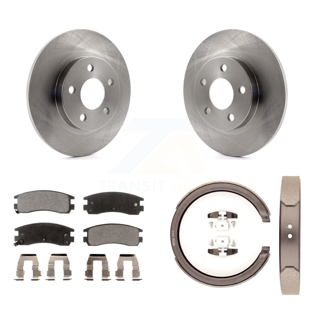 Rear Disc Rotors Ceramic Pads & Parking Shoes Kit For Cadillac DeVille With 5 Lug Wheels K8T-105585