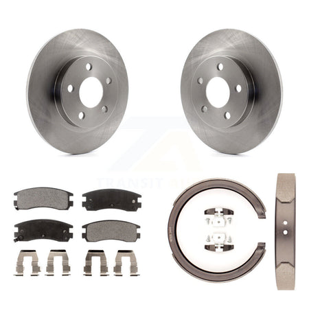 Rear Disc Rotors Ceramic Pads & Parking Shoes Kit For Cadillac DeVille With 5 Lug Wheels K8T-105585