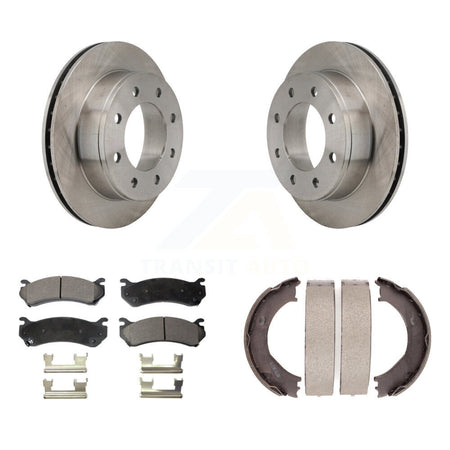 Rear Disc Rotors Ceramic Pads Parking Shoes Kit For Chevrolet Silverado 2500 HD GMC H2 XL K8T-105586