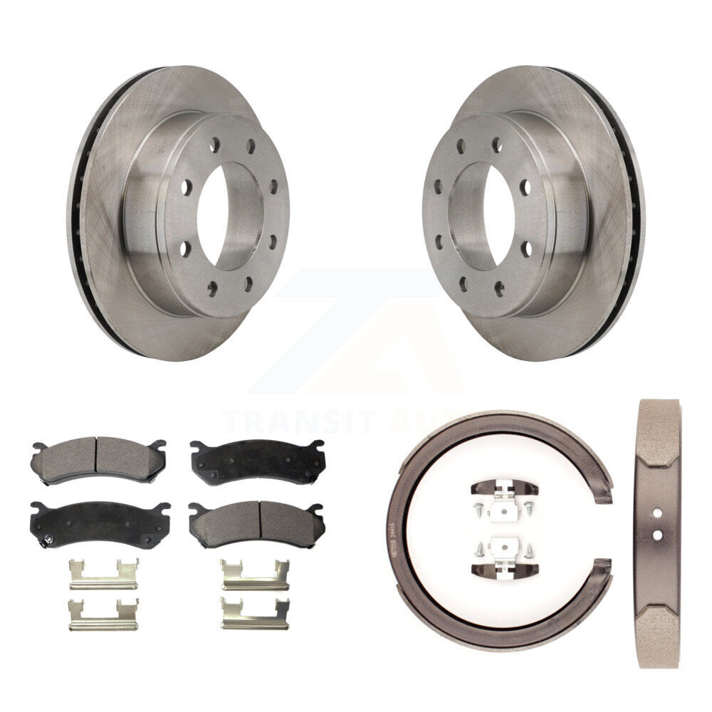Rear Disc Rotors Ceramic Pads Parking Shoes Kit For GMC Chevrolet Silverado 1500 HD 2500 K8T-105588