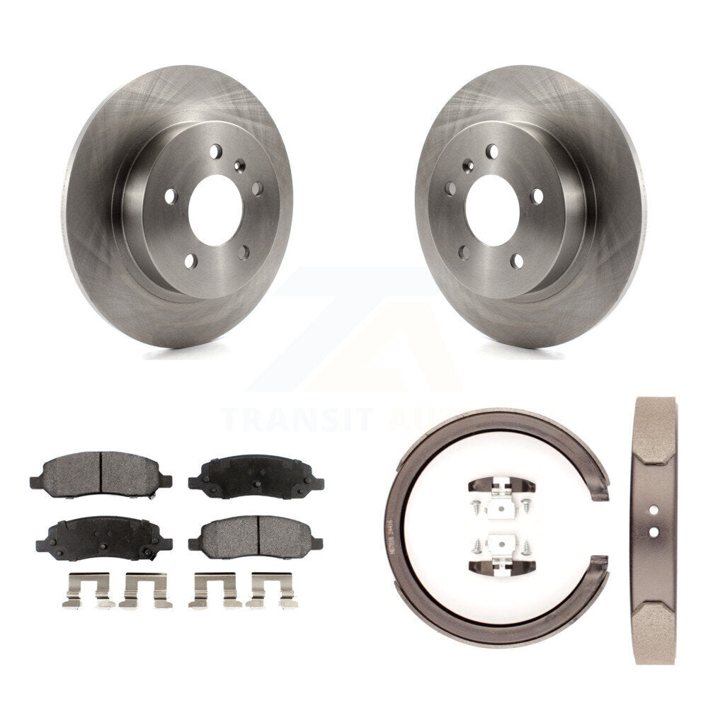 Rear Disc Rotors Ceramic Pads Parking Shoes Kit For 06-11 Cadillac DTS With 5 Lug Wheels K8T-105590