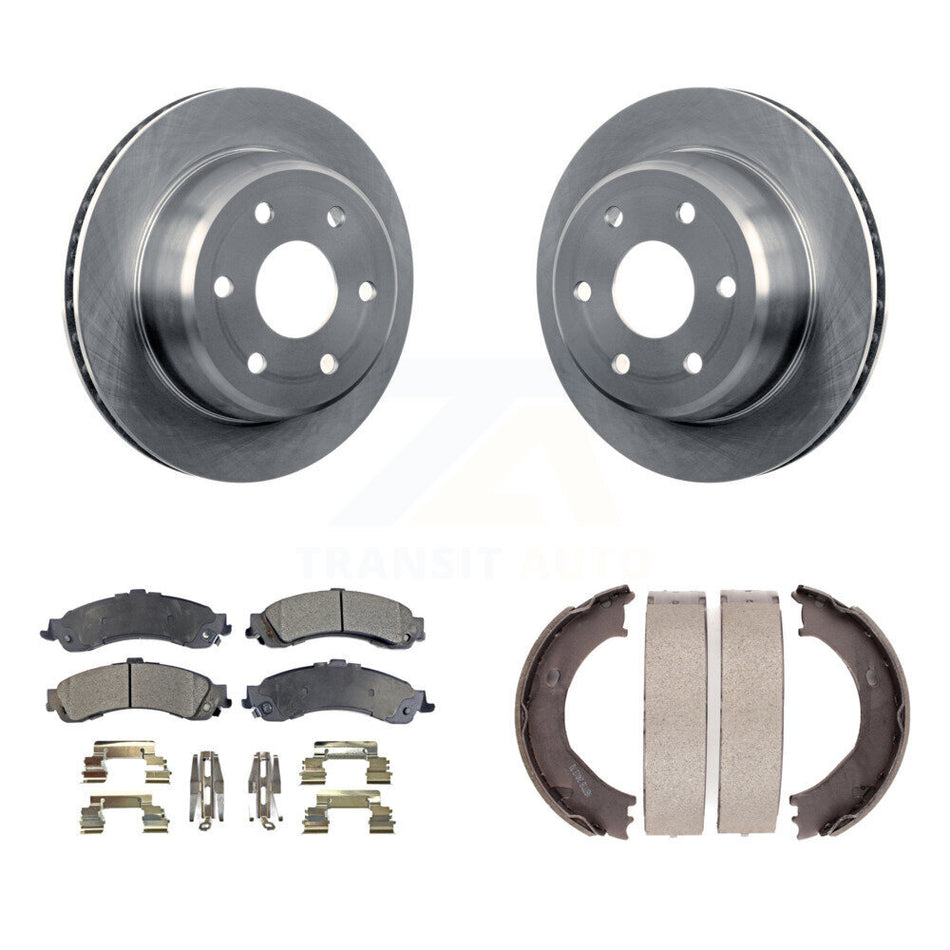 Rear Disc Rotors Ceramic Pads & Parking Shoes Kit For Chevrolet Silverado 1500 GMC Sierra K8T-105591