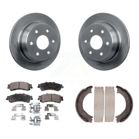 Rear Disc Rotors Ceramic Pads & Parking Shoes Kit For Chevrolet Silverado 1500 GMC Sierra K8T-105592