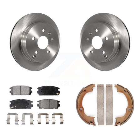 Rear Disc Rotors Ceramic Pads & Parking Brake Shoes Kit For Chevrolet Equinox GMC Terrain K8T-105598