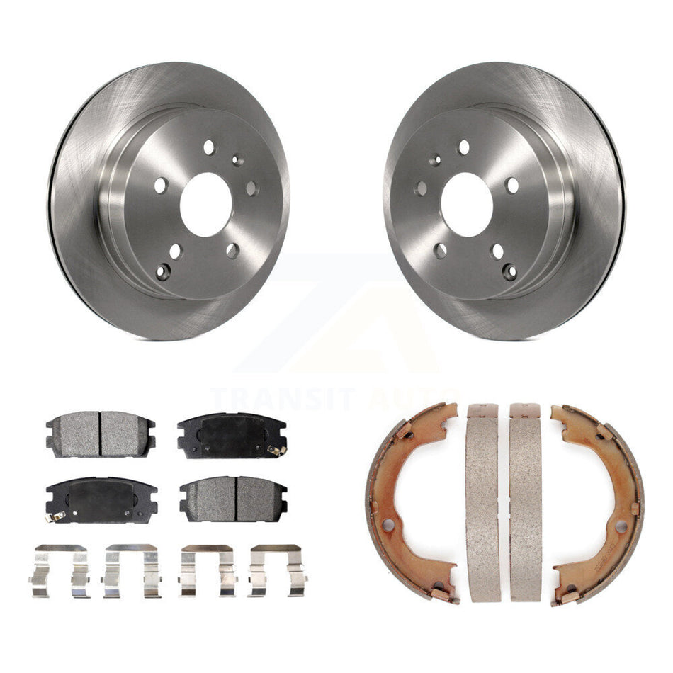 Rear Disc Rotors Ceramic Pads & Parking Brake Shoes Kit For Chevrolet Equinox GMC Terrain K8T-105598