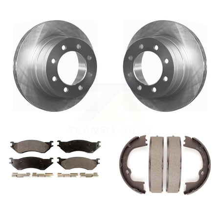 Rear Disc Rotors Ceramic Pads Parking Shoes Kit For 2007 Dodge Ram 1500 With 5 Lug Wheels K8T-105601