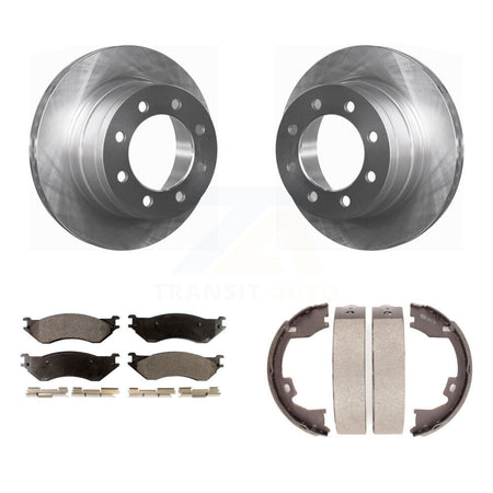 Rear Disc Rotors Ceramic Pads And Parking Brake Shoes Kit For Dodge Ram 1500 3500 2500 K8T-105603