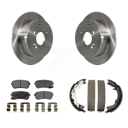 Rear Disc Rotors Ceramic Pads Parking Shoes Kit For 2006-2007 Hyundai Accent Kia Rio5 Rio K8T-105606