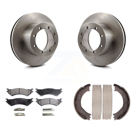 Rear Disc Rotors Ceramic Pads And Parking Brake Shoes Kit For Ford E-350 Super Duty K8T-105610