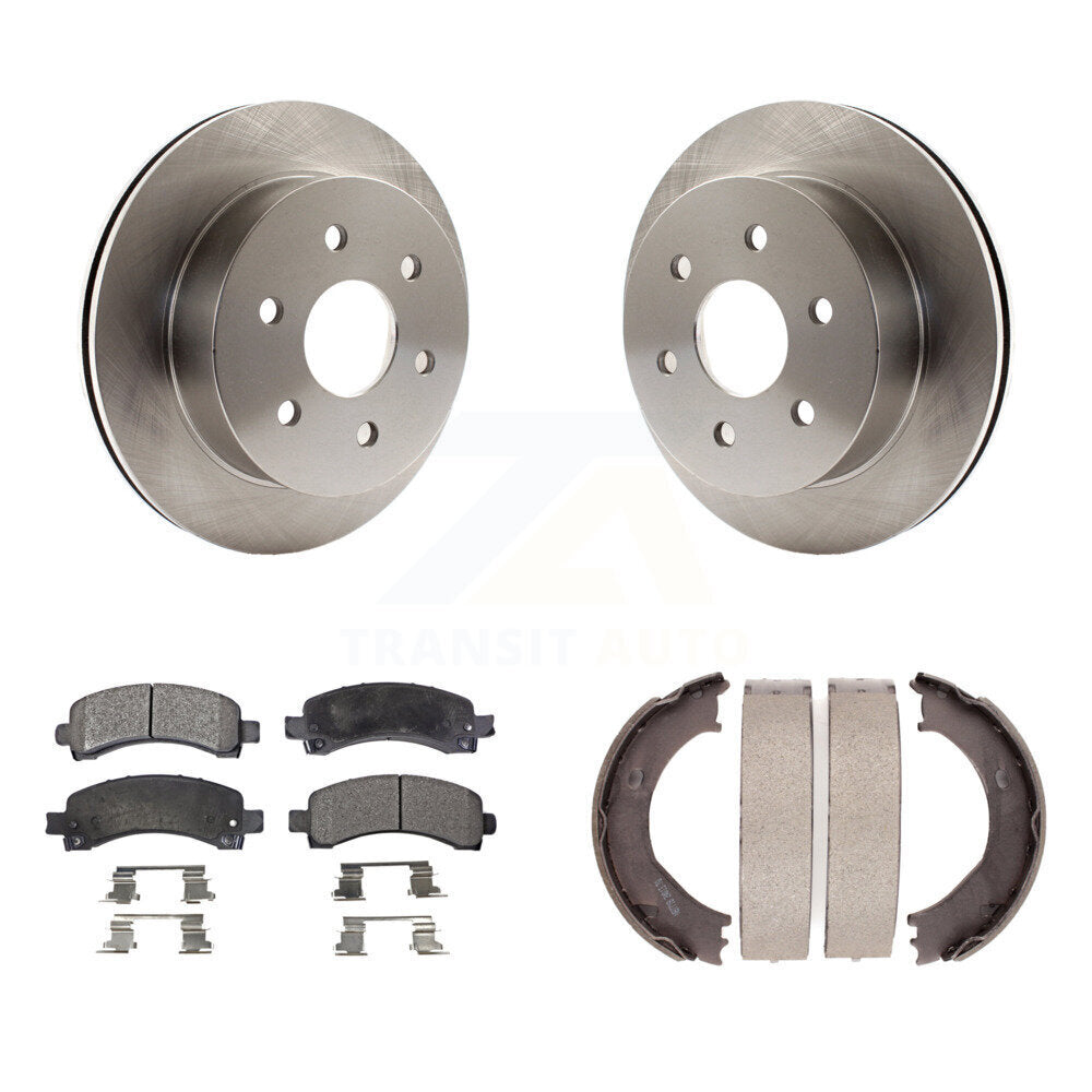 Rear Disc Rotors Ceramic Pads And Parking Shoes Kit For Chevrolet Express 2500 GMC Savana K8T-105615