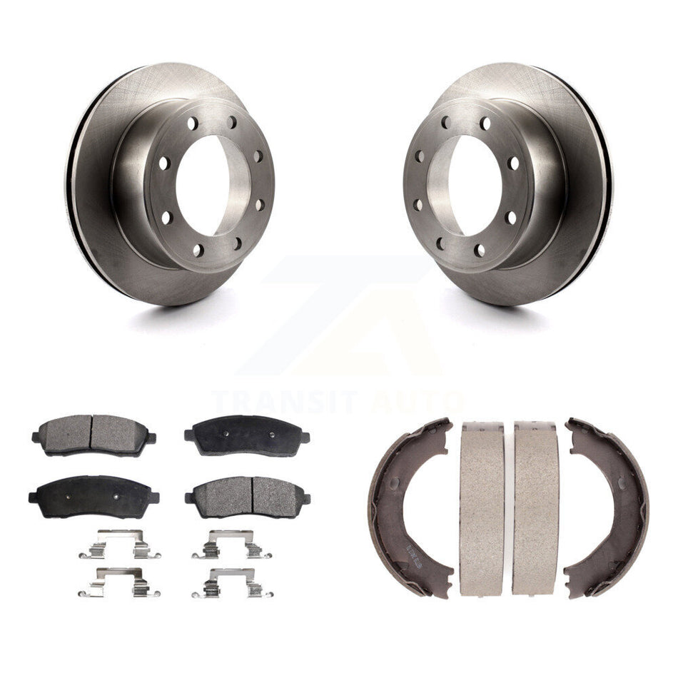 Rear Disc Rotors Ceramic Pads Parking Shoes Kit For Ford F-350 Super Duty F-250 Excursion K8T-105618