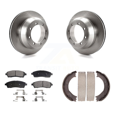Rear Disc Rotors Ceramic Pads And Parking Brake Shoes Kit For Ford F-350 Super Duty K8T-105619