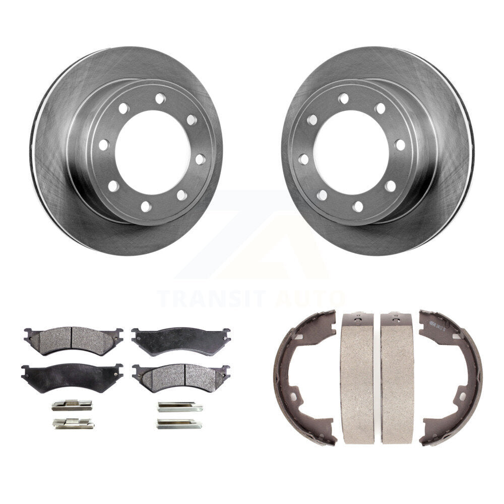 Rear Disc Rotors Ceramic Pads And Parking Shoes Kit For Ford E-350 Super Duty E-250 E-150 K8T-105620