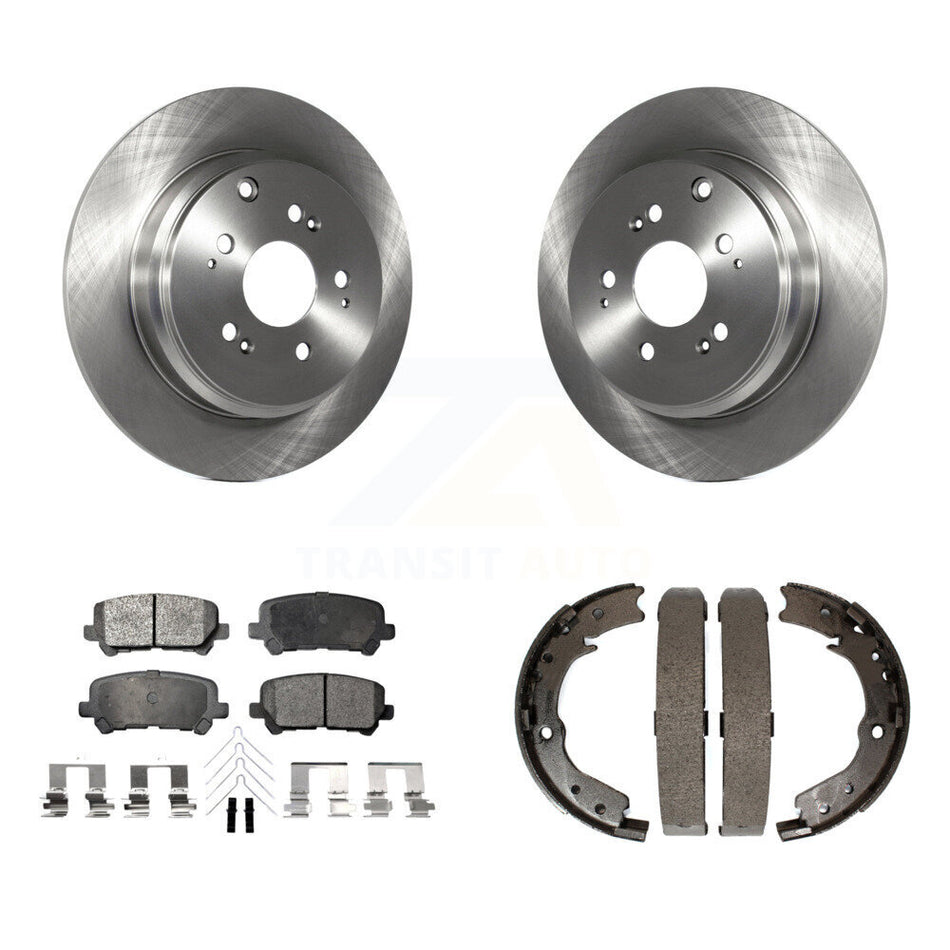 Rear Disc Rotors Ceramic Pads And Parking Brake Shoes Kit For 2011-2017 Honda Odyssey K8T-105625