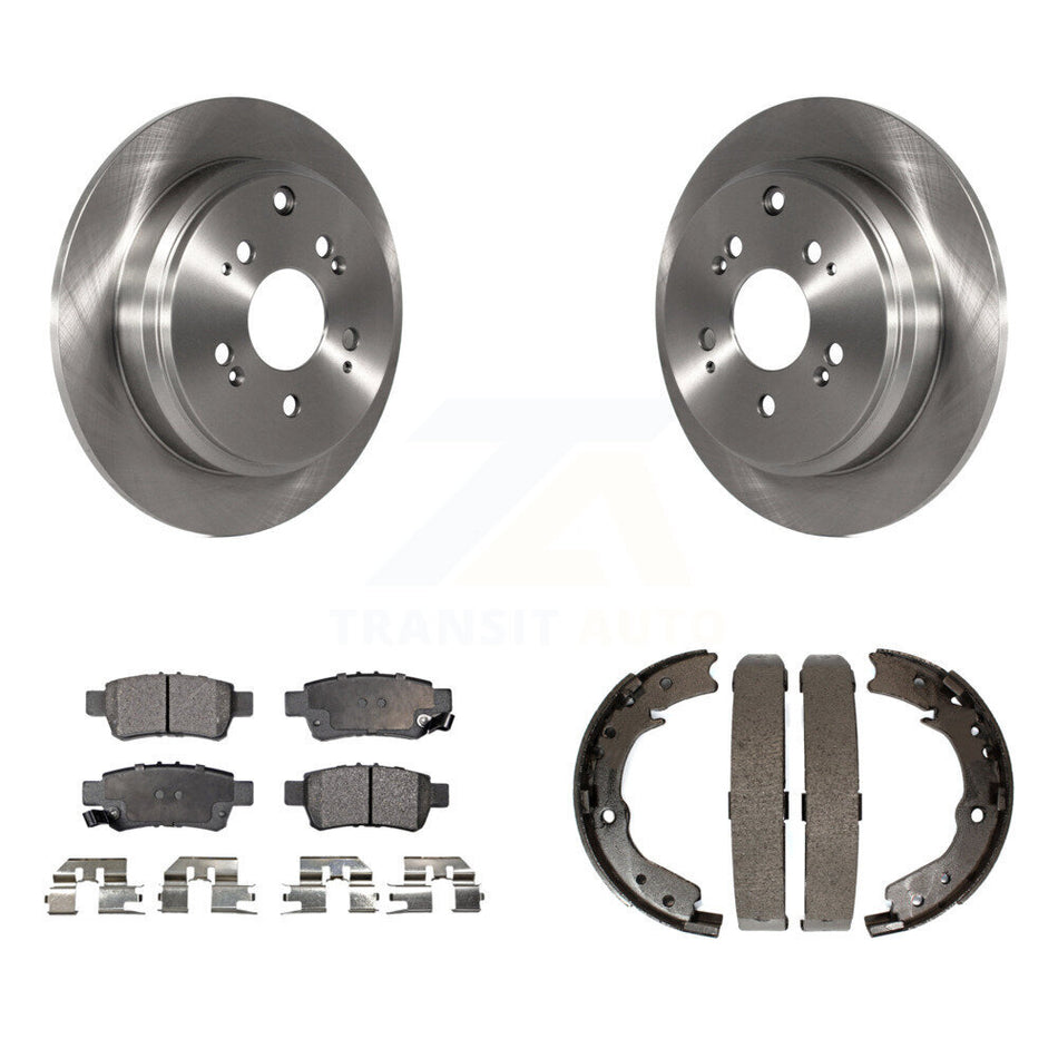 Rear Disc Rotors Ceramic Pads And Parking Brake Shoes Kit For 2005-2010 Honda Odyssey K8T-105626