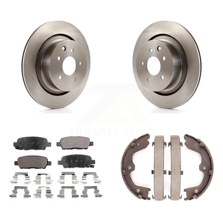 Rear Disc Rotors Ceramic Pads And Parking Brake Shoes Kit For INFINITI G35 Q60 K8T-105630