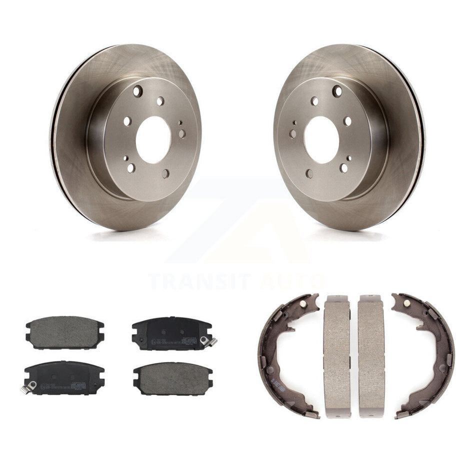 Rear Disc Rotors Ceramic Pads And Parking Brake Shoes Kit For Mitsubishi Eclipse Galant K8T-105638