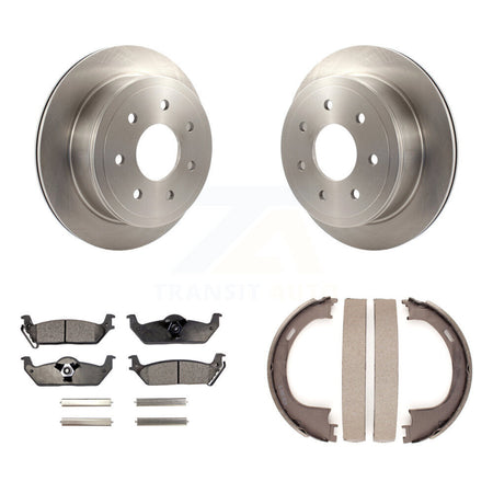 Rear Disc Rotors Ceramic Pads And Parking Brake Shoes Kit For Ford F-150 Lincoln Mark LT K8T-105642
