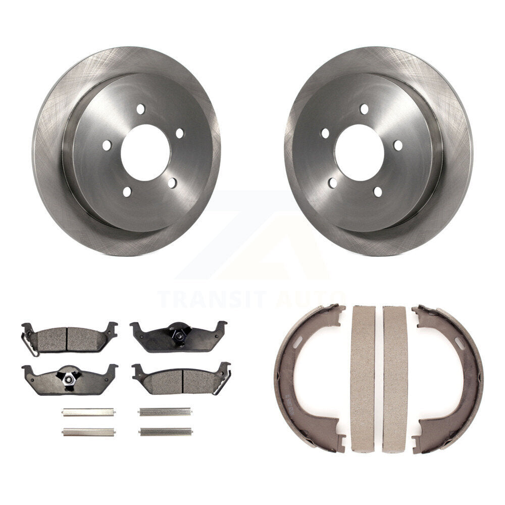 Rear Disc Rotors Ceramic Pads And Parking Brake Shoes Kit For Ford F-150 K8T-105643
