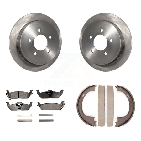 Rear Disc Rotors Ceramic Pads And Parking Brake Shoes Kit For Ford F-150 K8T-105643