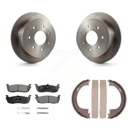 Rear Disc Rotors Ceramic Pads & Parking Shoes Kit For Ford F-150 F-250 With 7 Lug Wheels K8T-105649