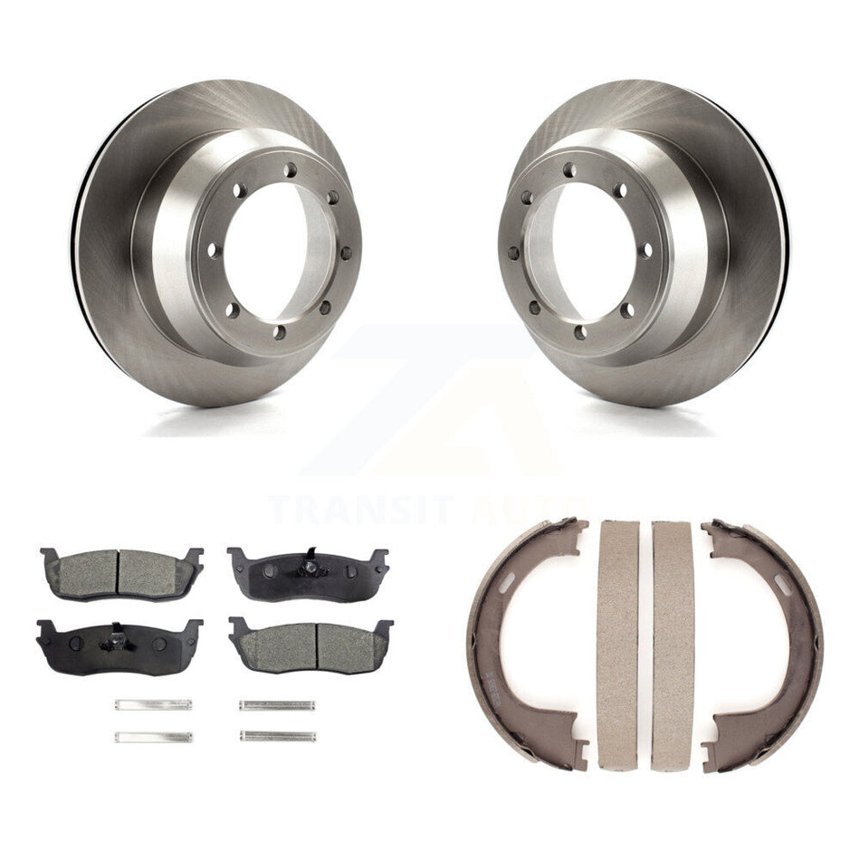 Rear Disc Rotors Ceramic Pads & Parking Shoes Kit For 01-03 Ford F-150 With 8 Lug Wheels K8T-105650
