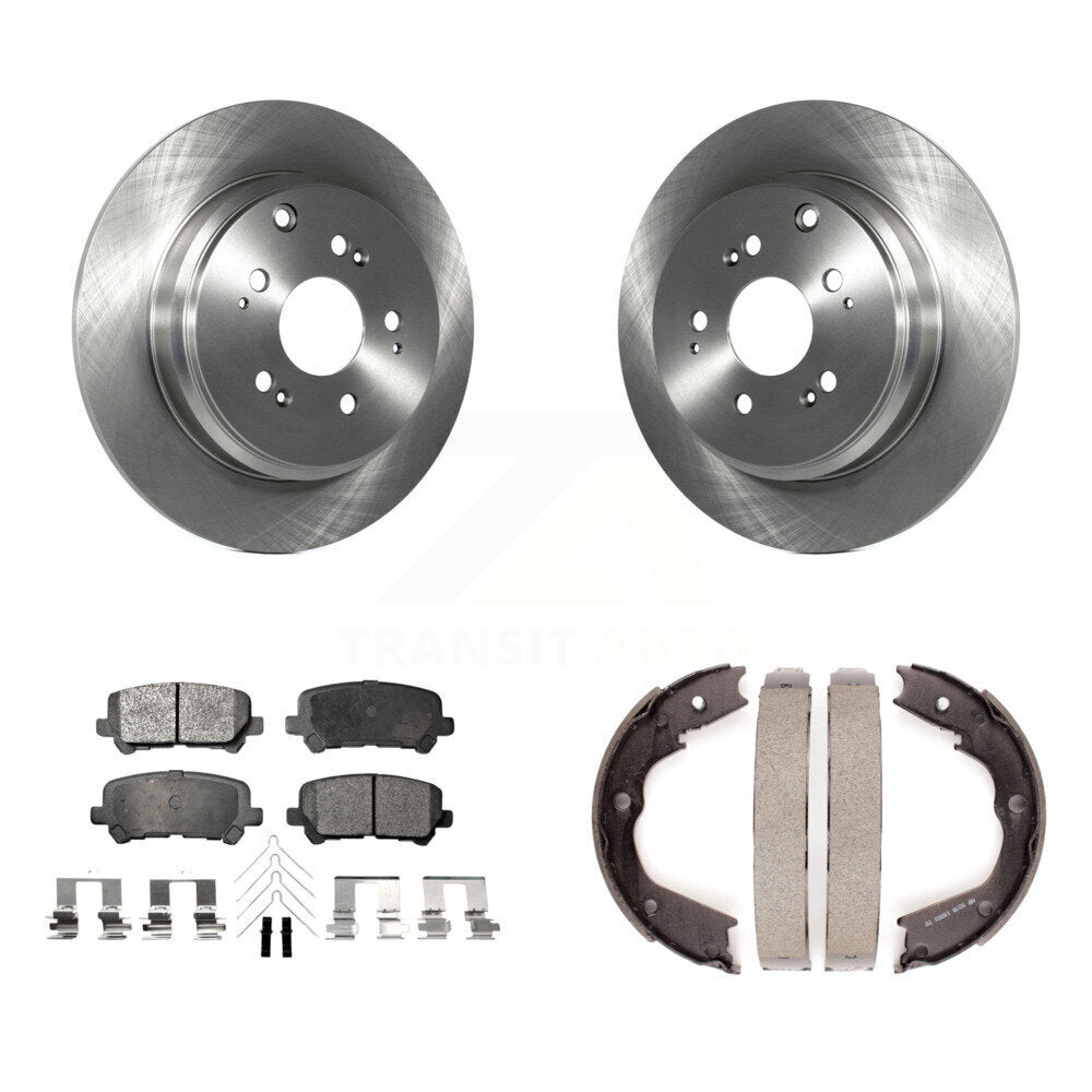 Rear Disc Rotors Ceramic Pads And Parking Brake Shoes Kit For Honda Pilot Acura MDX ZDX K8T-105656