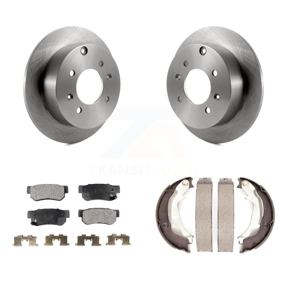 Rear Disc Rotors Ceramic Pads And Parking Brake Shoes Kit For Hyundai Sonata Kia Optima K8T-105658