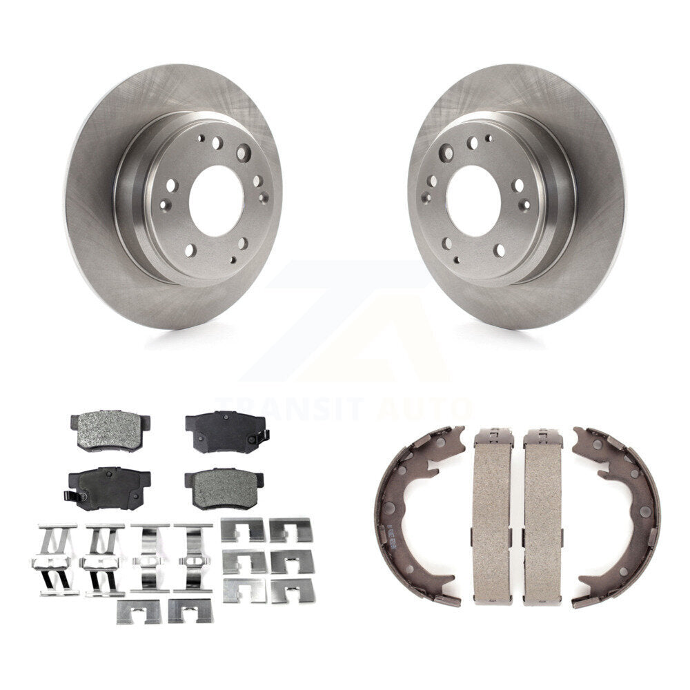 Rear Disc Rotors Ceramic Pads And Parking Brake Shoes Kit For Honda Odyssey Acura RL K8T-105662
