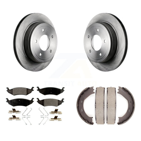 Rear Disc Rotors Ceramic Pads And Parking Brake Shoes Kit For Ford E-150 Club Wagon K8T-105665