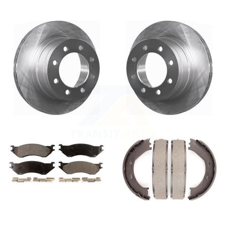 Rear Disc Rotors Ceramic Pads Parking Shoes Kit For 2008 Dodge Ram 1500 With 5 Lug Wheels K8T-105667