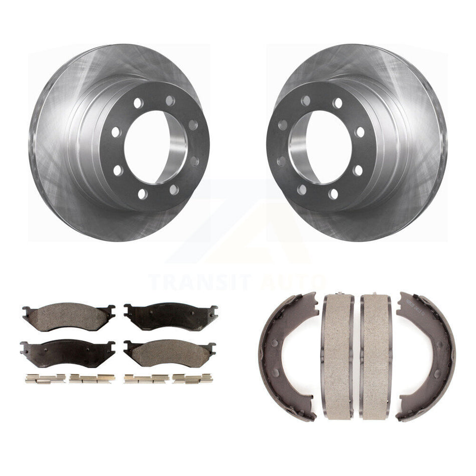 Rear Disc Rotors Ceramic Pads Parking Shoes Kit For 2008 Dodge Ram 1500 With 5 Lug Wheels K8T-105667