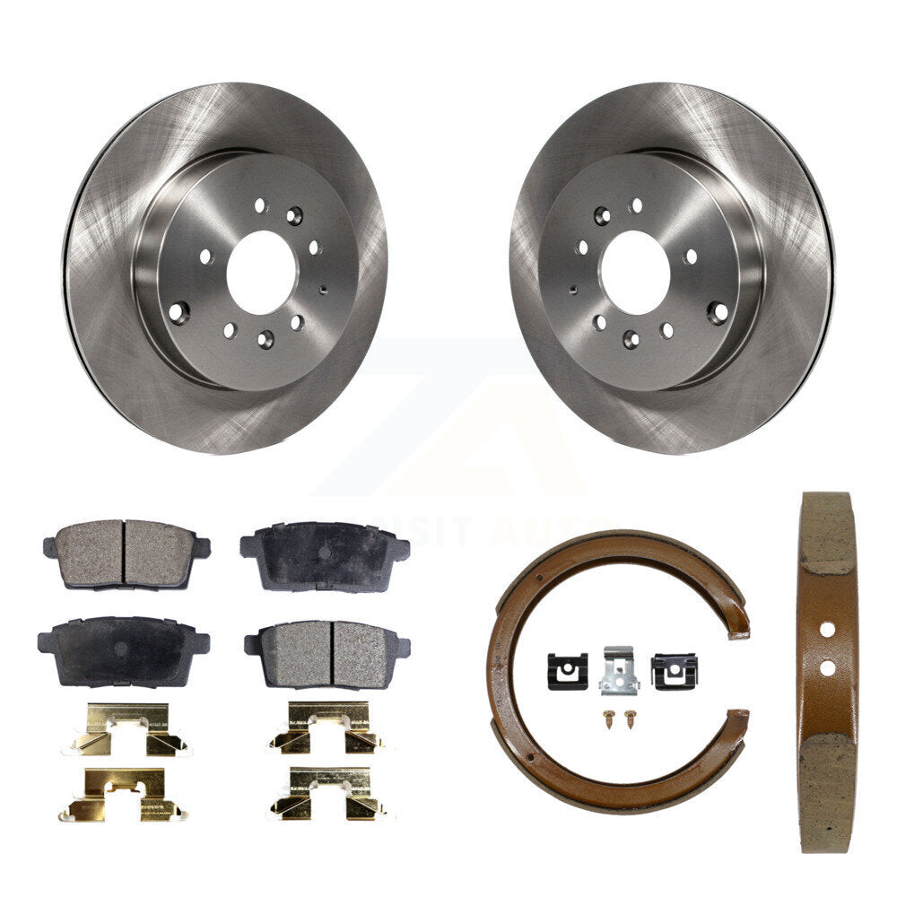 Rear Disc Rotors Ceramic Pads And Parking Brake Shoes Kit For 2007-2012 Mazda CX-9 K8T-105668