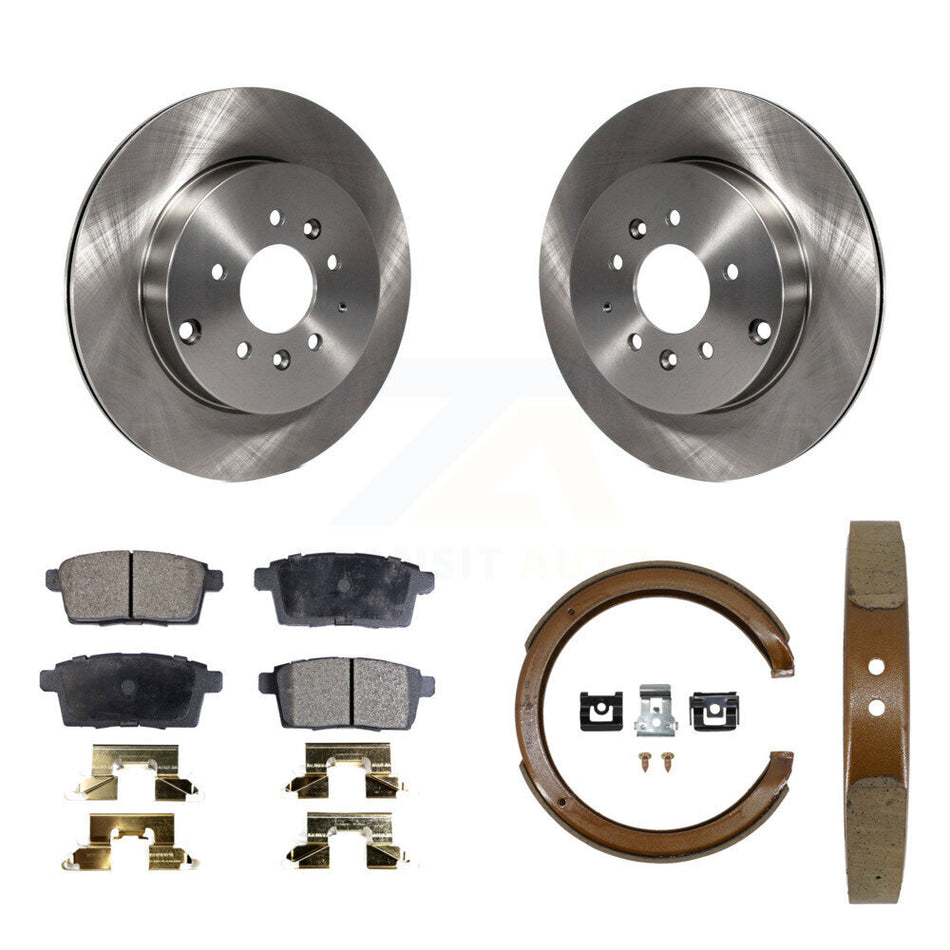 Rear Disc Rotors Ceramic Pads And Parking Brake Shoes Kit For 2007-2012 Mazda CX-9 K8T-105668