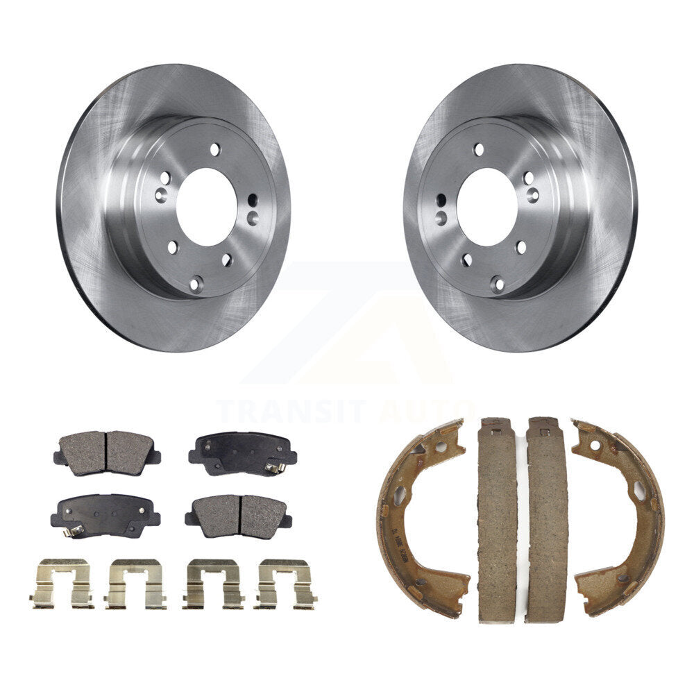 Rear Disc Rotors Ceramic Pads Parking Brake Shoes Kit For Hyundai Sonata Kia Optima Azera K8T-105670
