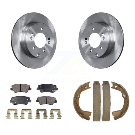 Rear Disc Rotors Ceramic Pads Parking Brake Shoes Kit For Hyundai Sonata Kia Optima Azera K8T-105670
